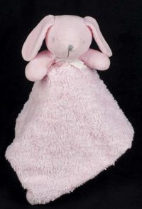 Blankets & Beyond Pink Bunny Rabbit Rosettes Lovey Plush Security Blanket